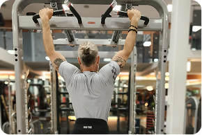 Person exercising in a gym